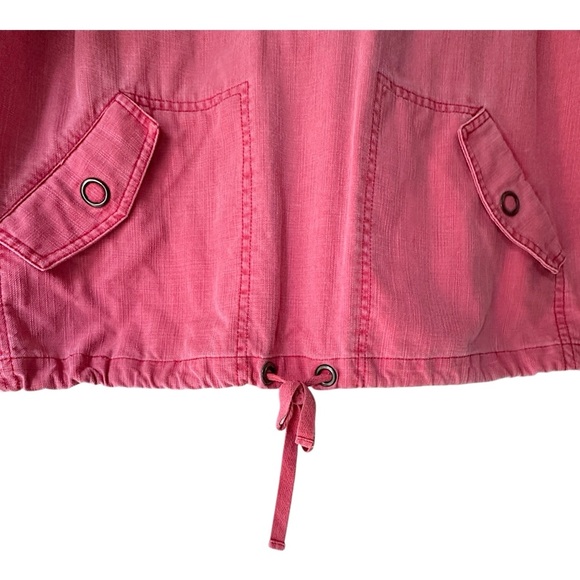 COLDWATER CREEK NWOT WASHED RED COTTON CANVAS HALF SNAP JACKET HOODIE | MEDIUM - Picture 7 of 11